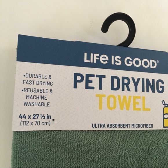 NEW Life Is Good Pet Drying Towel Dog Ultra Absorbent Microfiber Green Leaves - Picture 6 of 8